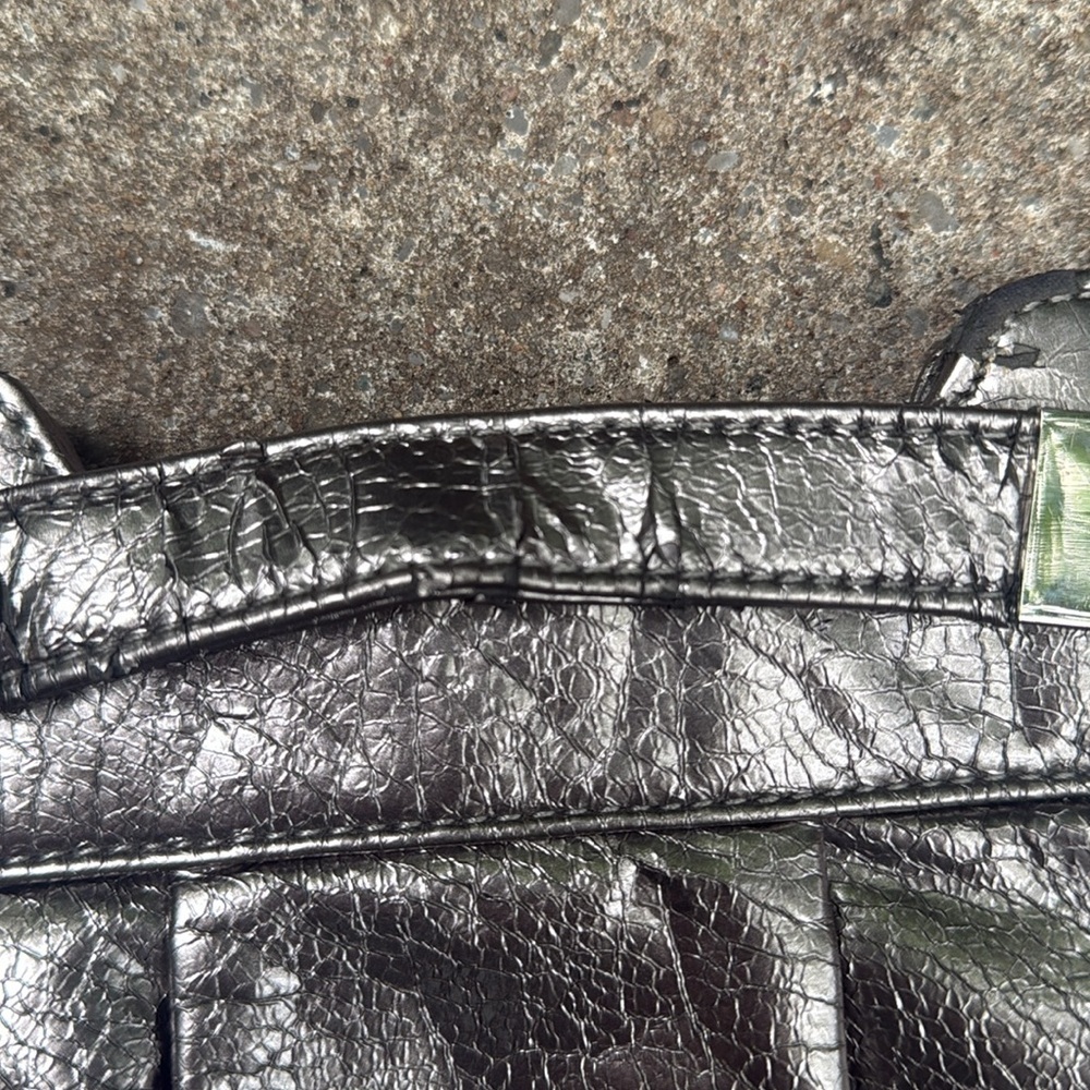 Two items! Metallic Silver Clutch and Adrienne Vittadini Rose Gold Card Holder - Picture 6 of 12